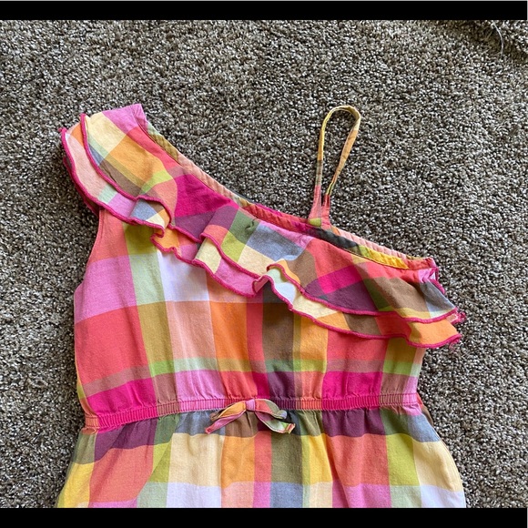 Girls Plaid One Shoulder Dress Gymboree Size 7 - Picture 3 of 4